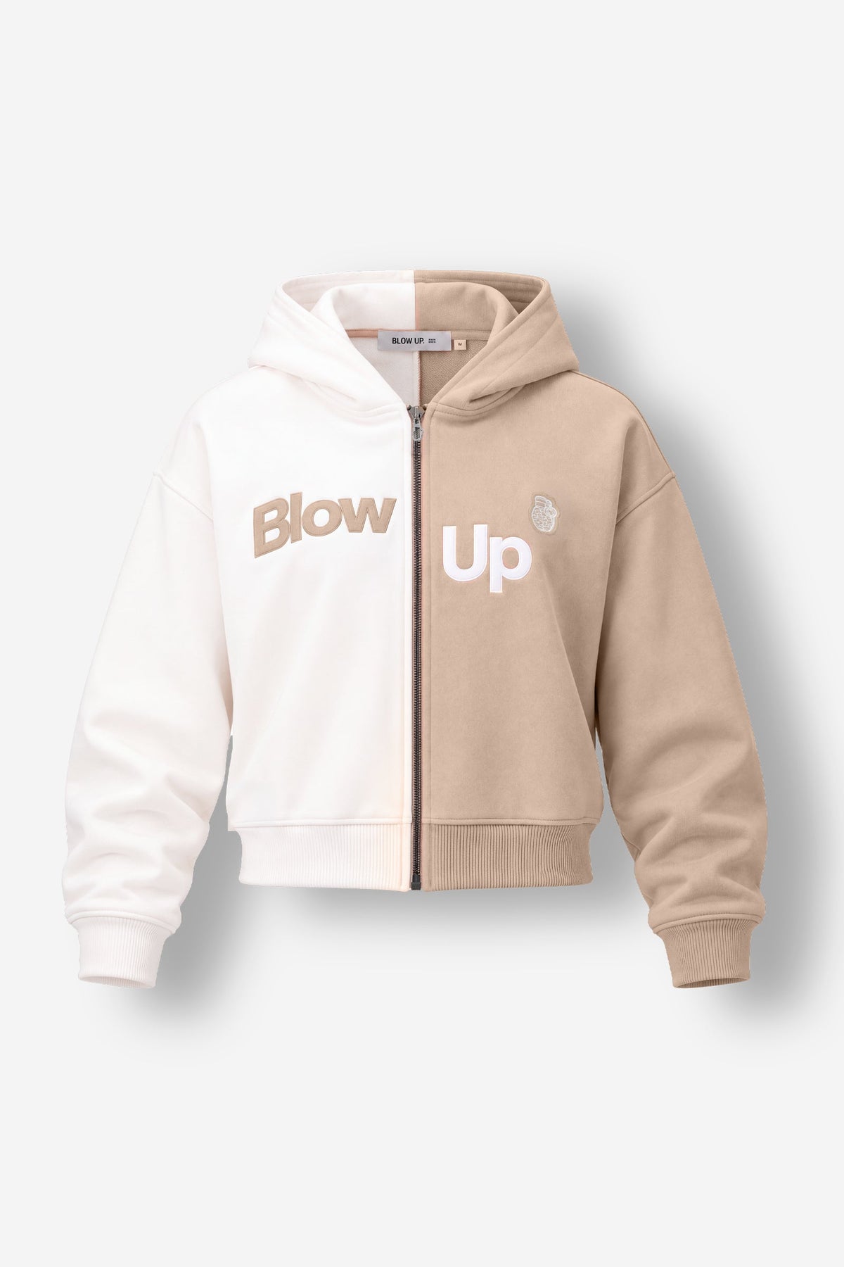 Cropped Hoodie Ivory & Tan