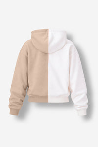 Cropped Hoodie Ivory & Tan