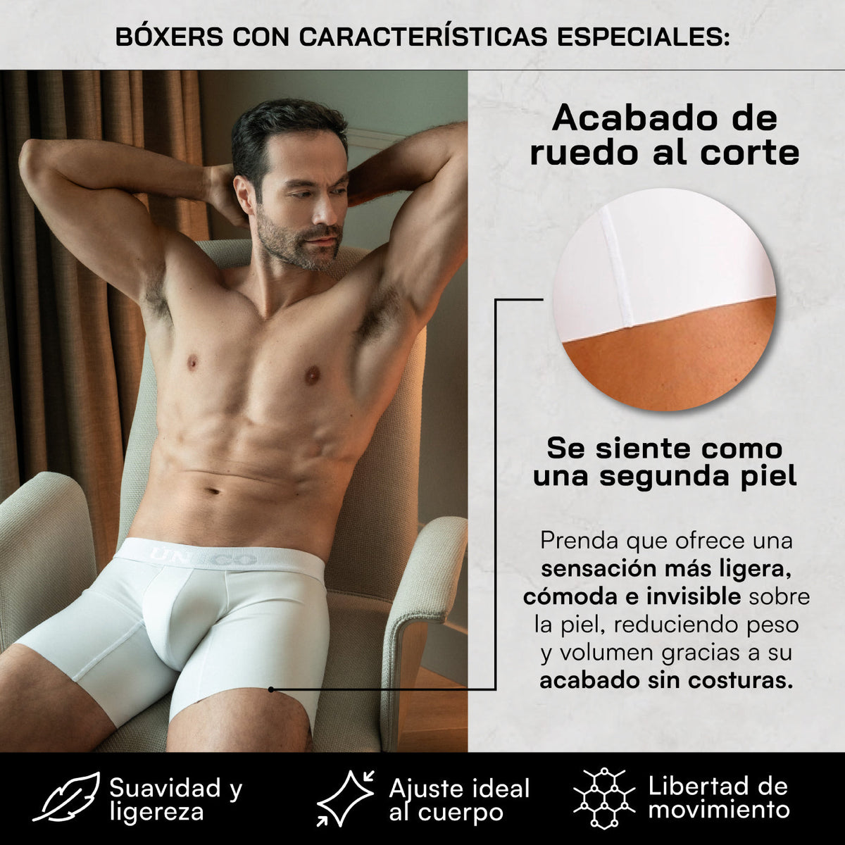 BOXER MEDIO WHITE FINE CUT BLANCO