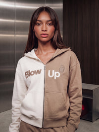 Cropped Hoodie Ivory & Tan