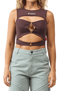 Top mujer Liberazione mocca – corte contemporáneo